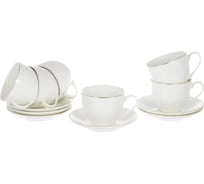 Чайный набор Balsford ГРАЦИЯ Шелк 12 6 чашек 220 мл, 6 блюдец, NEW BONE CHINA, подарочная упаковка 101-01005