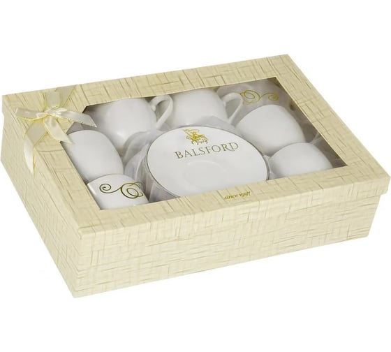 Чайный набор Balsford ГРАЦИЯ Шелк 12 6 чашек 220 мл, 6 блюдец, NEW BONE CHINA, подарочная упаковка 101-01005