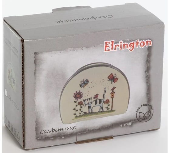 Салфетница Elrington ПОЛОСАТЫЙ КОТ 100 мм, подарочная упаковка 207-07001