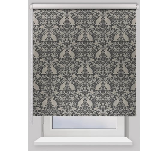 Рулонная штора PRAKTO BLACKOUT PRINT Зайцы ежевика 80x160 см, серо-голубой 9403218511 1