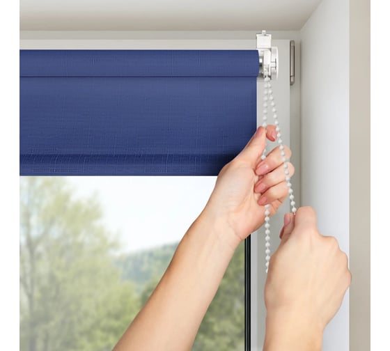 Рулонная штора PRAKTO SHANTUNG 140x175 см, синяя 9403219559