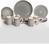 Столовый набор Elrington АЭРОГРАФ СВЕТЛЫЙ ГРАФИТ, 16 4 мелкие тарелки 270 мм, 4 мелкие тарелки 190 мм, 4 глубокие тарелки 180 мм 750 мл, 4 кружки 360 мл, крафтовая подарочная упаковка 139-27086