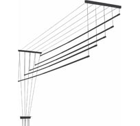 Потолочная сушилка для белья Comfort Alumin Group алюминиевая телескопическая black style telescop, 5 прутьев 1,2-2,0 м 004680