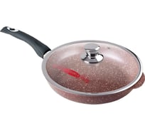 Сковорода Горница 280/55 мм, шоколад, пластиковая ручка, с крышкой ТП11190