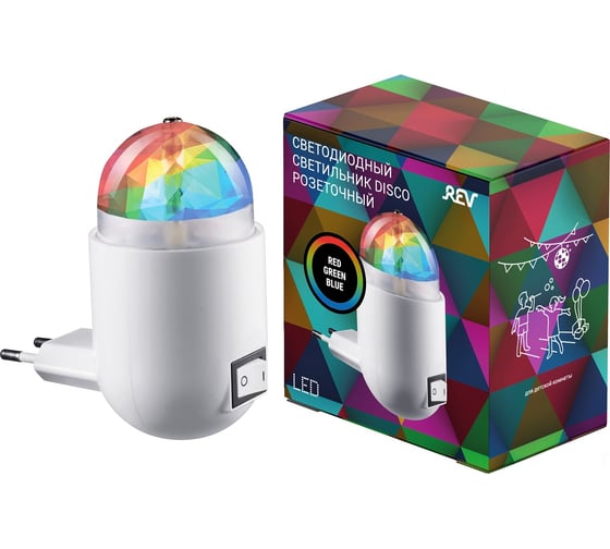 Светодиодная лампа-ночник, розеточная REV DISCO RGB 3W 32454 6