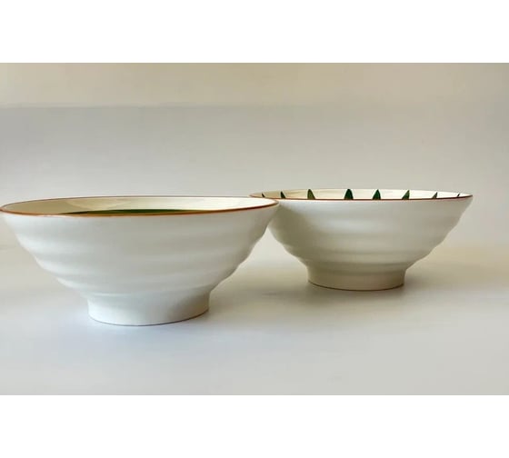 Набор тарелок Homium Kitchen Collection, глубокая, белый, D20 см, 2 шт. полосы, 2 шт. капли, 4 шт. set4Bowl01/02/Blue