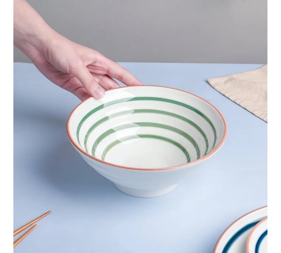 Набор тарелок Homium Kitchen Collection, глубокая, белый, D20 см, полосы, 2 шт. set2Bowl02Blue