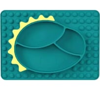Силиконовая детская секционная тарелка Homium Animals, зеленый, динозаврик silplate03green