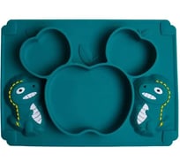 Силиконовая детская секционная тарелка Homium Animals, зеленый, дракончик silplate02green