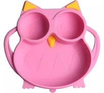 Силиконовая детская секционная тарелка Homium Animals, розовый, сова silplate01pink