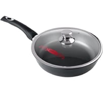 Сковорода Горница 220/55мм классик пластиковая ручка с крышкой СП5267