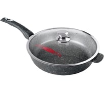 Сковорода Горница 300/75 мм с пластиковой ручкой с крышкой антипригарное покрытие гранит ПС13580