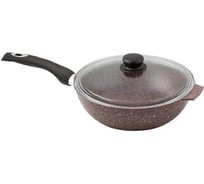 Сотейник Горница 280/82 мм шоколад пластиковая ручка с крышкой (п/у) ПД36717