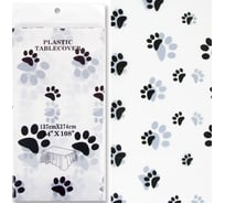 Одноразовая скатерть Дон Баллон лапки, белый/черный, 137x274 см, 1 шт. 6012127