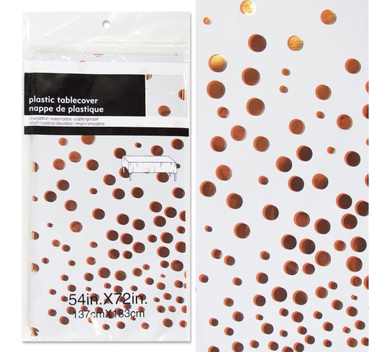 Одноразовая скатерть Дон Баллон конфетти, белый/розовое золото, металлик, 137x183 см, 1 шт. 6231169 1