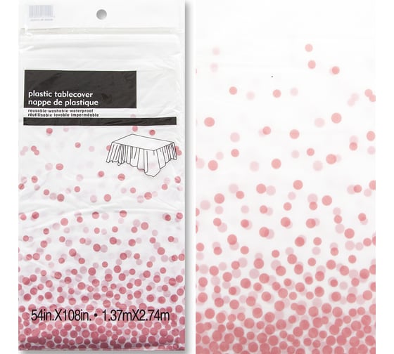 Одноразовая скатерть Дон Баллон конфетти, белый/розовый, 137x274 см, 1 шт. 6012115 1