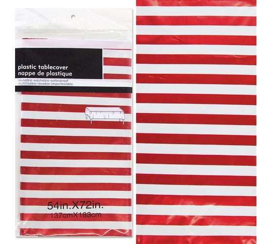 Одноразовая скатерть Дон Баллон полосы люкс, красный, металлик, 137x183 см, 1 шт. 6012131 1
