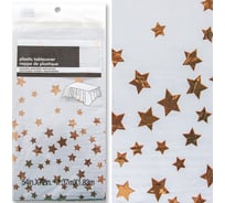 Одноразовая скатерть Дон Баллон звезды, белый/розовое золото, металлик, 137x183 см, 1 шт. 6012107