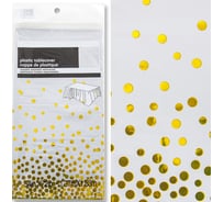 Одноразовая скатерть Дон Баллон конфетти, белый/золото, металлик, 137x183 см, 1 шт. 6012109