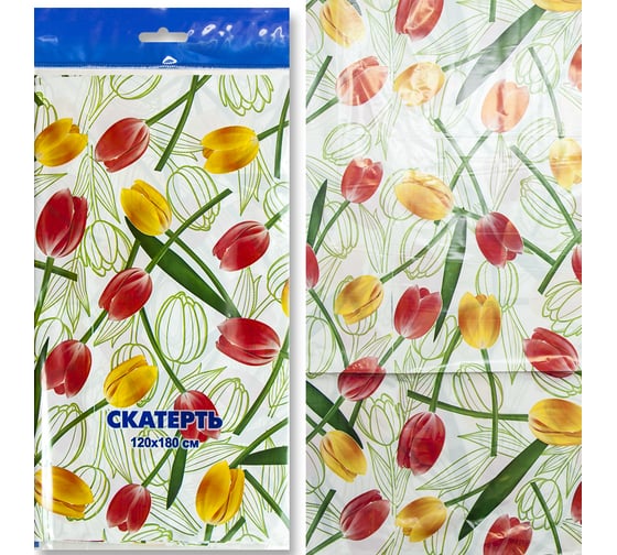 Одноразовая скатерть Дон Баллон солнечные тюльпаны, 120x180 см, 1 шт. 887331 1