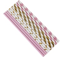 Трубочки для коктейлей Волна веселья Розовый микс, розовый/белый/золото, металлик, 12 шт. 6231314