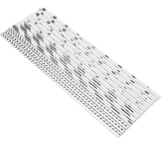 Трубочки для коктейлей Волна веселья Серебристый микс, белый/серебро, металлик, 12 шт. 6231317 1