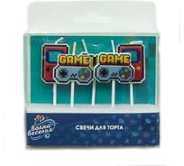 Фигурная свеча Волна веселья Game Time, Пиксели, 6 см, 5 шт с держателем 629278
