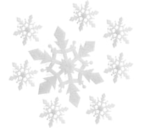 Декоративное украшение Волна веселья Снежинки Льдинки, 4 и 10 см, белый, 11 шт 6230833