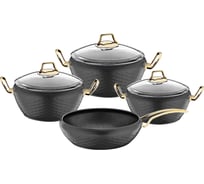 Набор посуды OMS collection антипригарное покрытие, цвет: ручек: золотой, цвет: серый 3058-Gr-Gd