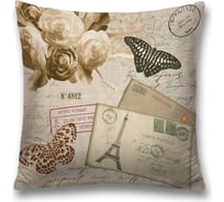 Декоративная наволочка на молнии JoyArty чехол на подушку "Письмо и бабочки” 45x45 см sl_29953