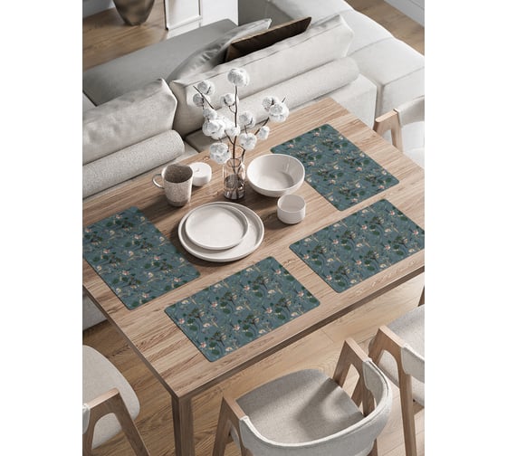 Набор прямоугольных тканевых салфеток на стол для сервировки JoyArty Природа плейсмат, 30x46 см, 4шт. ser002_423859_30x46 1