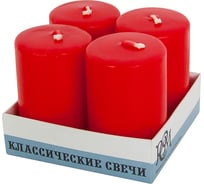 Свечи Дон Баллон классические столбики, красный, 6x4 см, 4 шт. 6460402