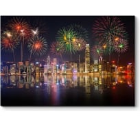 Модульная картина Picsis "Сверкающий салют над бухтой Гонконга", 660x430x40 мм 166-9852096