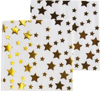 Салфетки Волна веселья Звезды Микс, Белый/Золото, Металлик, 33x33 см, 12 шт. 6231395