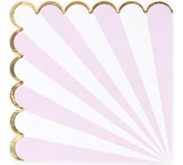 Салфетки Волна веселья Золотая кайма розовый/белый, металлик, 33x33 см, 12 шт. 623583