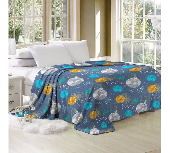 Покрывало-плед для детей Guten Morgen Велсофт, Космос, 150x200 см ПФ-Косм-150-200