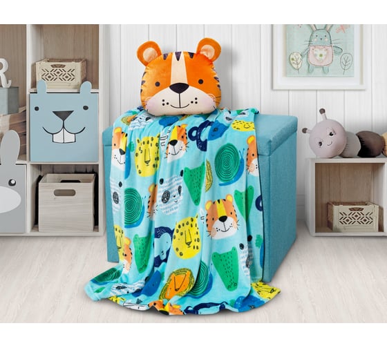 Покрывало-плед для детей Guten Morgen Велсофт, Цветные зверюшки, 150x200 см ПФ-ЦвЗв-150-200
