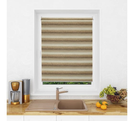 Рулонная штора LM DECOR день-ночь lb 55-03 бежево-коричневый 64x160 см 5503064160 1