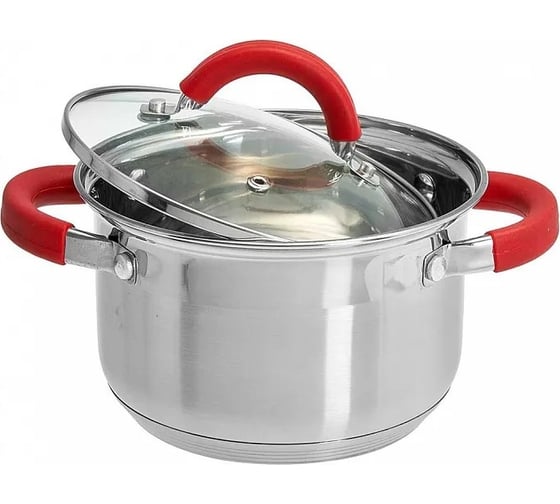 Кастрюля WEBBER BE-340/2 из нержавеющей стали со стеклянной крышкой d 16, 2,2 л 6 Р1-00010157