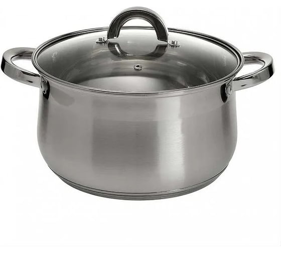 Кастрюля WEBBER BE-147/2 из нержавеющей стали со стеклянной крышкой d 24, 6,5 л 0R-00004904
