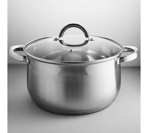 Кастрюля WEBBER BE-147/2 из нержавеющей стали со стеклянной крышкой d 24, 6,5 л 0R-00004904