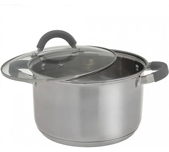 Кастрюля WEBBER BE-359/2 из нержавеющей стали со стеклянной крышкой d 22, 5,2 л 6 Р1-00017161