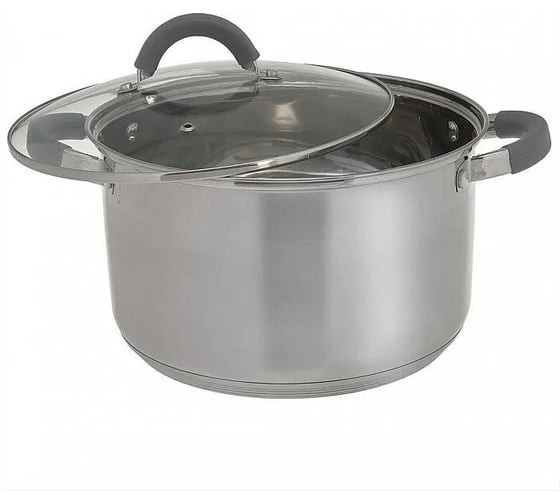Кастрюля WEBBER BE-360/2 из нержавеющей стали со стеклянной крышкой d 24, 6,6 л 6 Р1-00017162