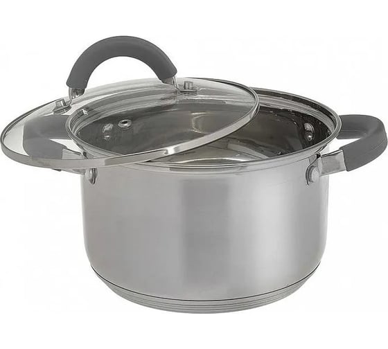Кастрюля WEBBER BE-357/2 из нержавеющей стали со стеклянной крышкой d 18, 3,0 л 6 Р1-00017159