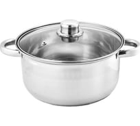 Кастрюля WEBBER BE-158/2 из нержавеющей стали со стеклянной крышкой d 22, 4.2 л 12 0R-00004250