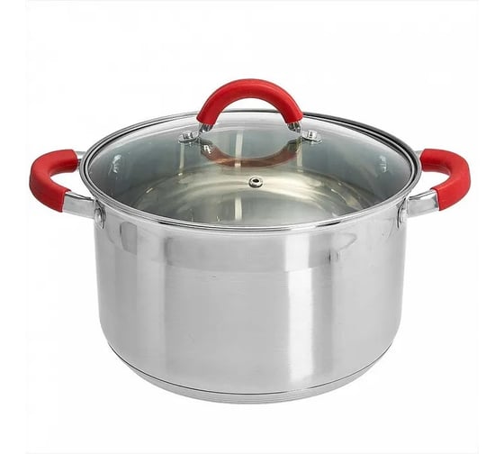 Кастрюля WEBBER BE-343/2 из нержавеющей стали со стеклянной крышкой d 22, 5,2 л 6 Р1-00010160 1
