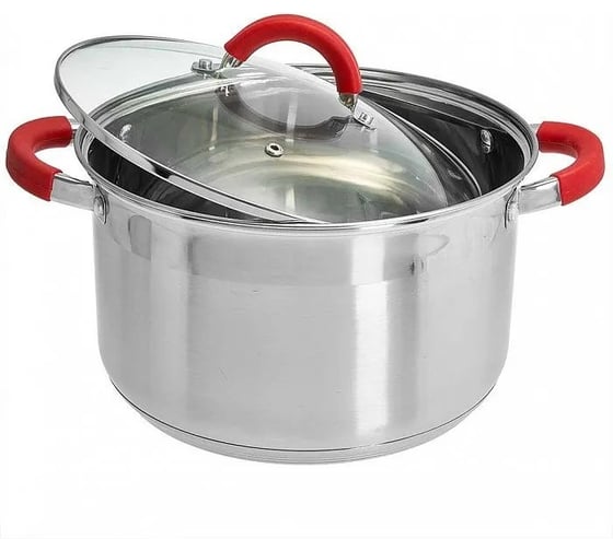 Кастрюля WEBBER BE-343/2 из нержавеющей стали со стеклянной крышкой d 22, 5,2 л 6 Р1-00010160