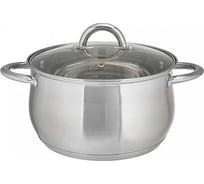 Кастрюля WEBBER BE-355/2 из нержавеющей стали со стеклянной крышкой d 24, 6,5 л 6 Р1-00017155