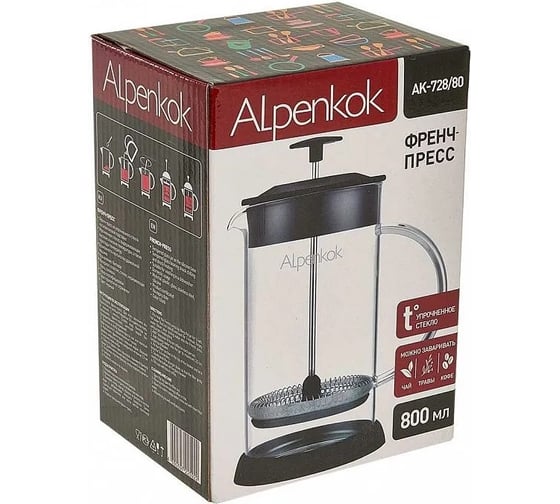 Френч-пресс ALPENKOK 800 мл AK-728/80 24 черный Р1-00017512