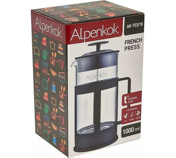 Френч-пресс ALPENKOK 1000 мл AK-723/10 24 черный Р1-00017507